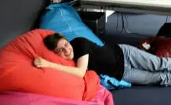 sleeping on beanbags